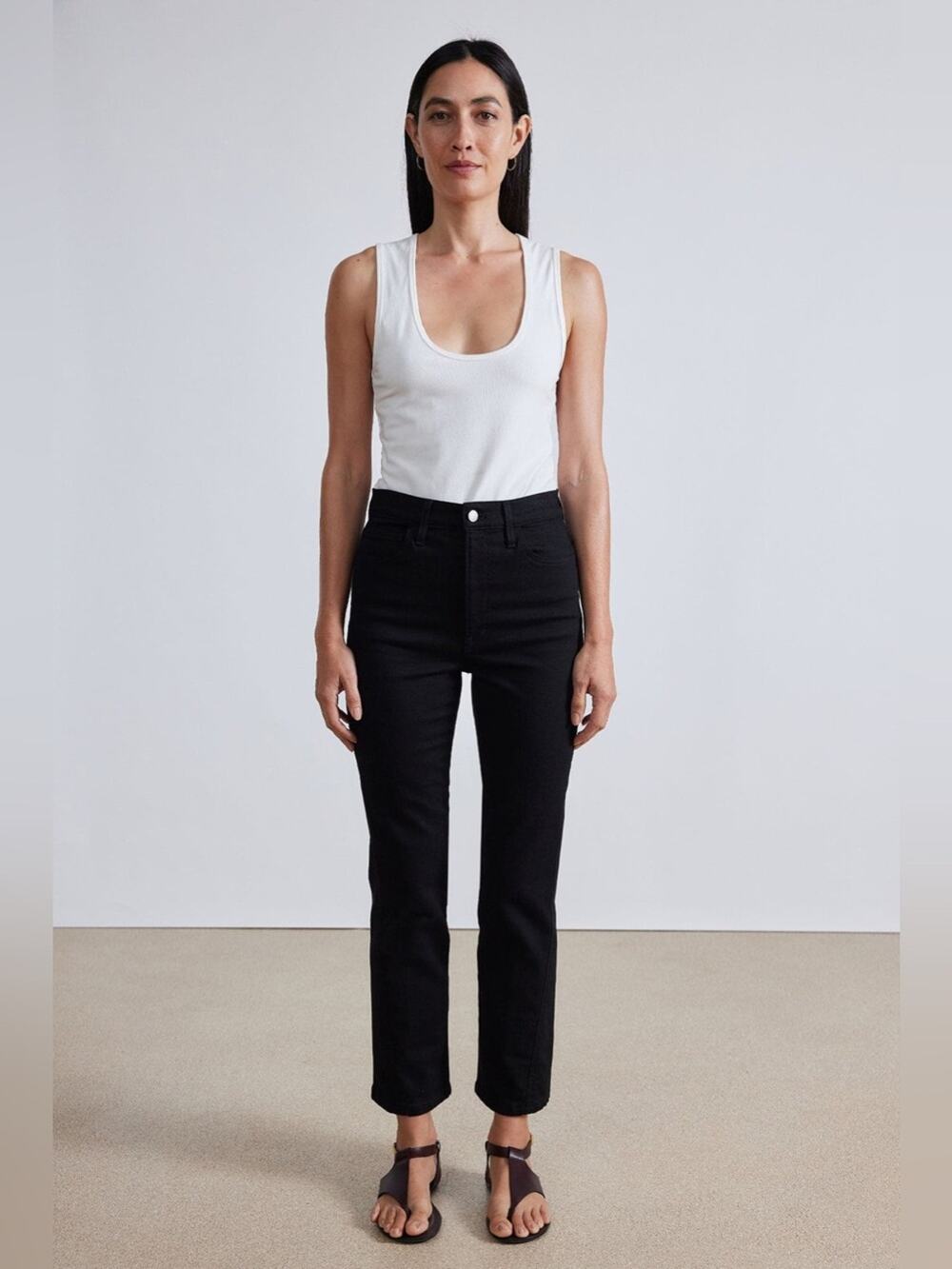 Apiece Apart Camilla High Rise Slim Straight Leg Jeans 24 Soho Wash Black Denim